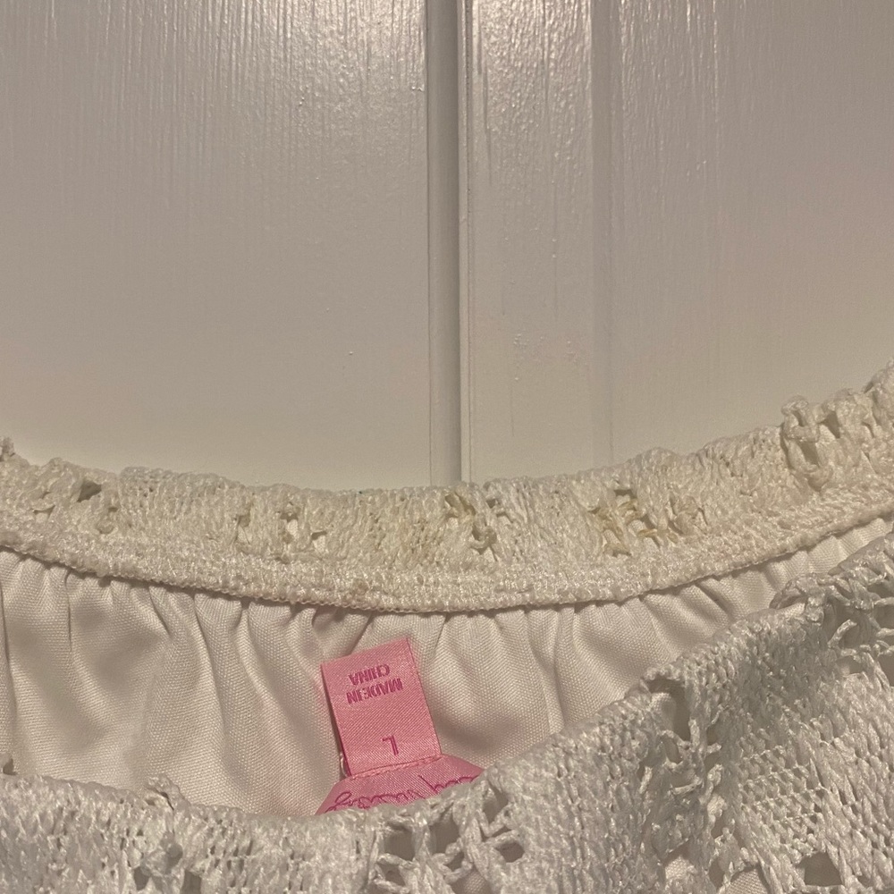 Lilly Pulitzer White Crochet Strapless Romper L - Picture 4 of 5